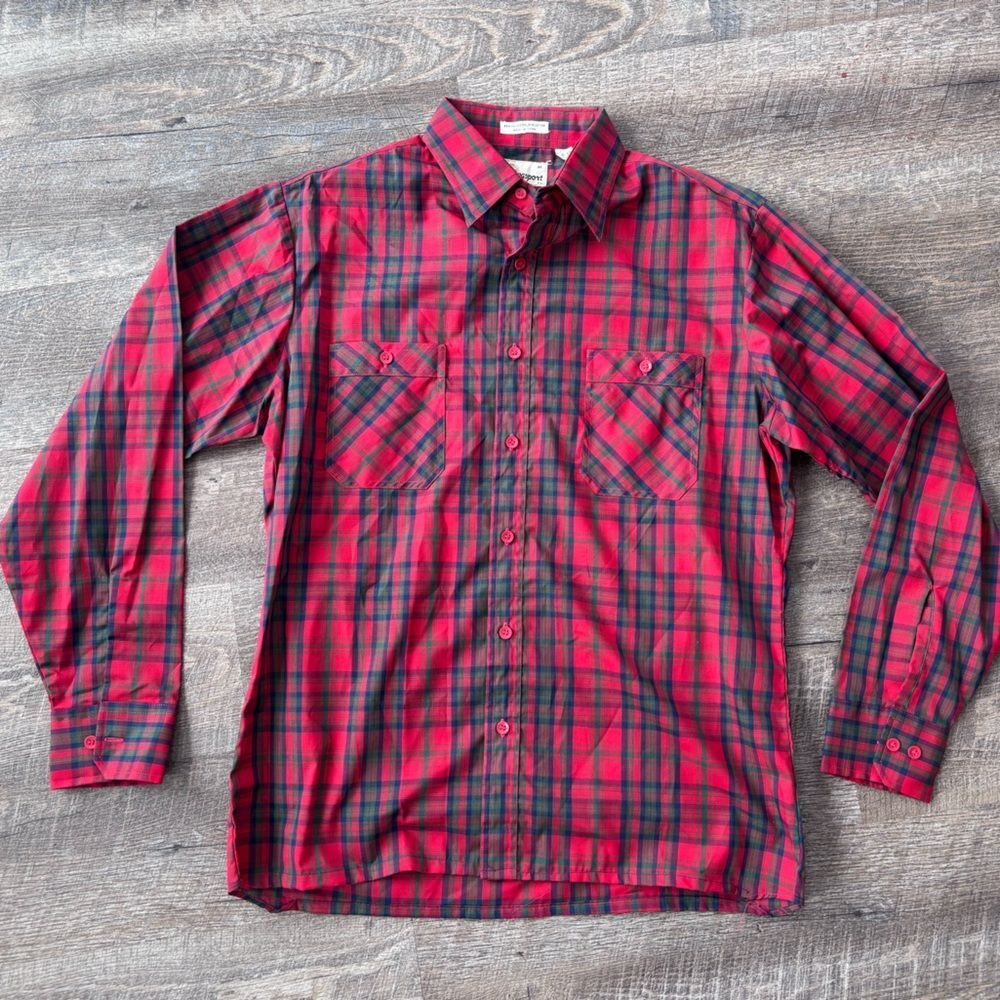 Vintage! 80’s NWOT Kingsport Red Plaid Men's Shirt- Medium